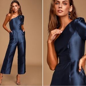 LULU's Wedding Sexy Modern Classy Chic One Shoulder Minimalistic Jumpsuit